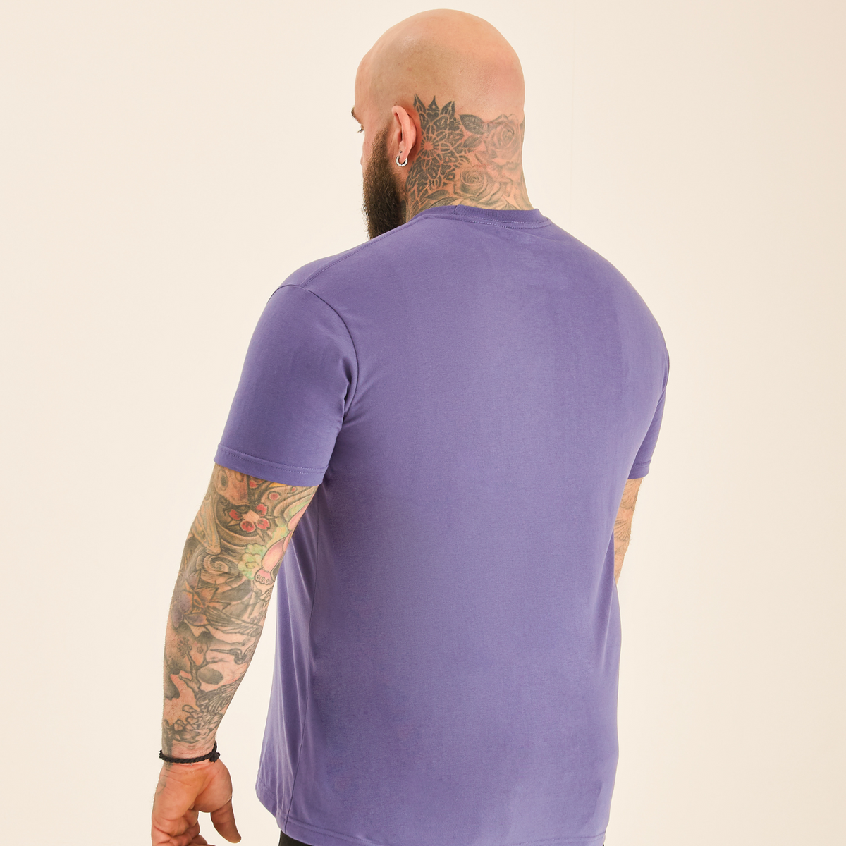 Men's Cotton Blend Crew Neck T-Shirt in Purple – view 4