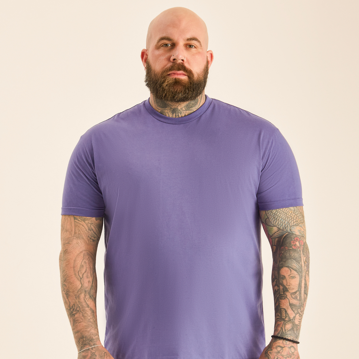 Men's Cotton Blend Crew Neck T-Shirt in Purple – view 1