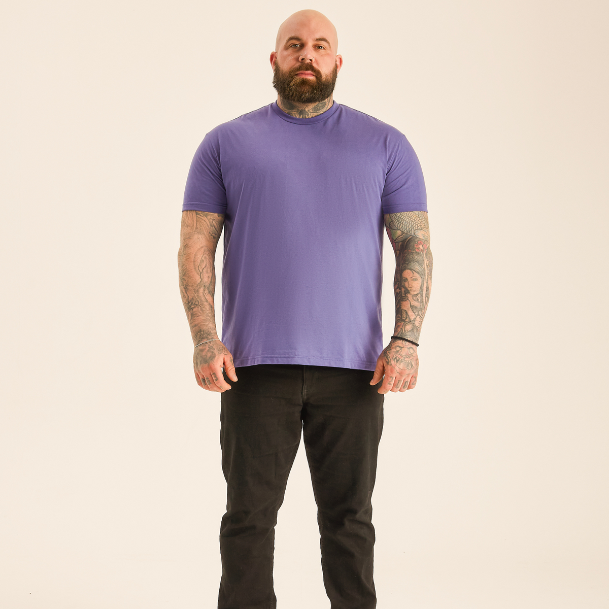 Men's Cotton Blend Crew Neck T-Shirt in Purple – view 5