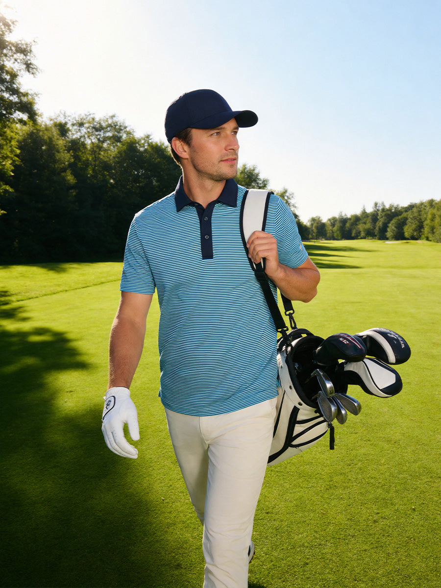 Men's Two-Tone Striped Quick-Dry Polo Shirt – view 1