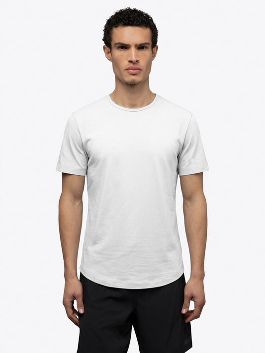 Men's Active Curved Hem T-Shirt – Breathable Cotton-Rich Fabric, Tagless Interior, Tailored Fit | White