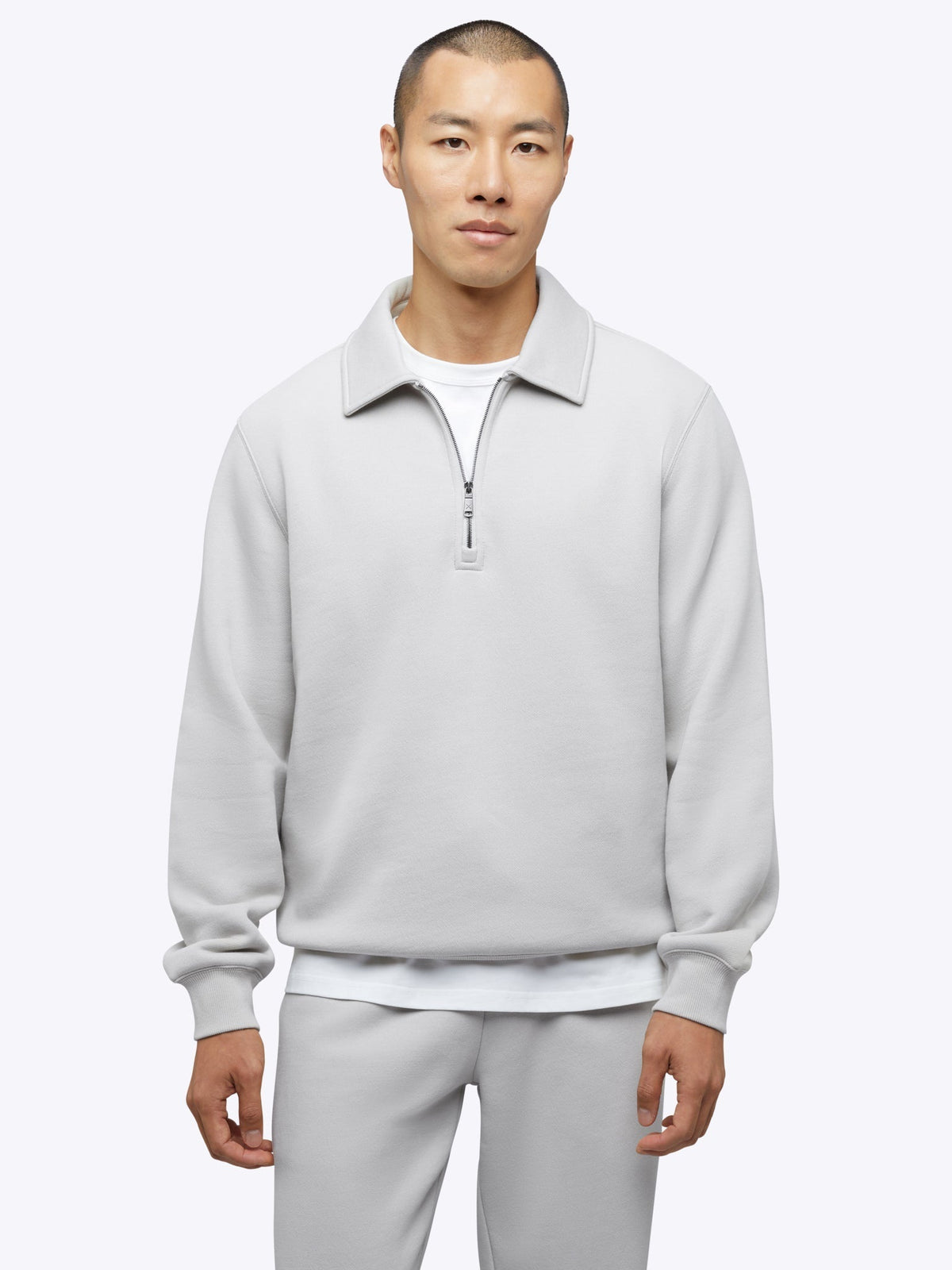Men's Heavyweight Brushed Fleece Quarter Zip in Vapor – view 2