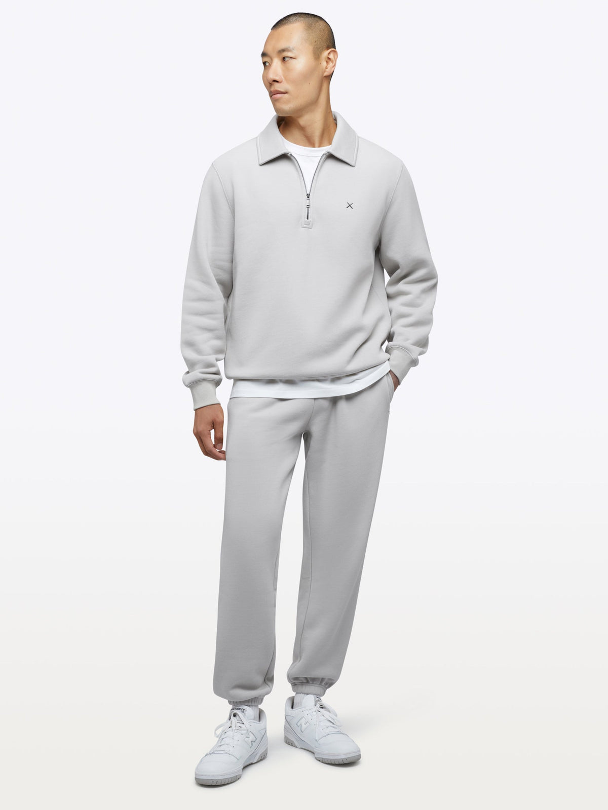 Men's Heavyweight Brushed Fleece Quarter Zip in Vapor – view 3