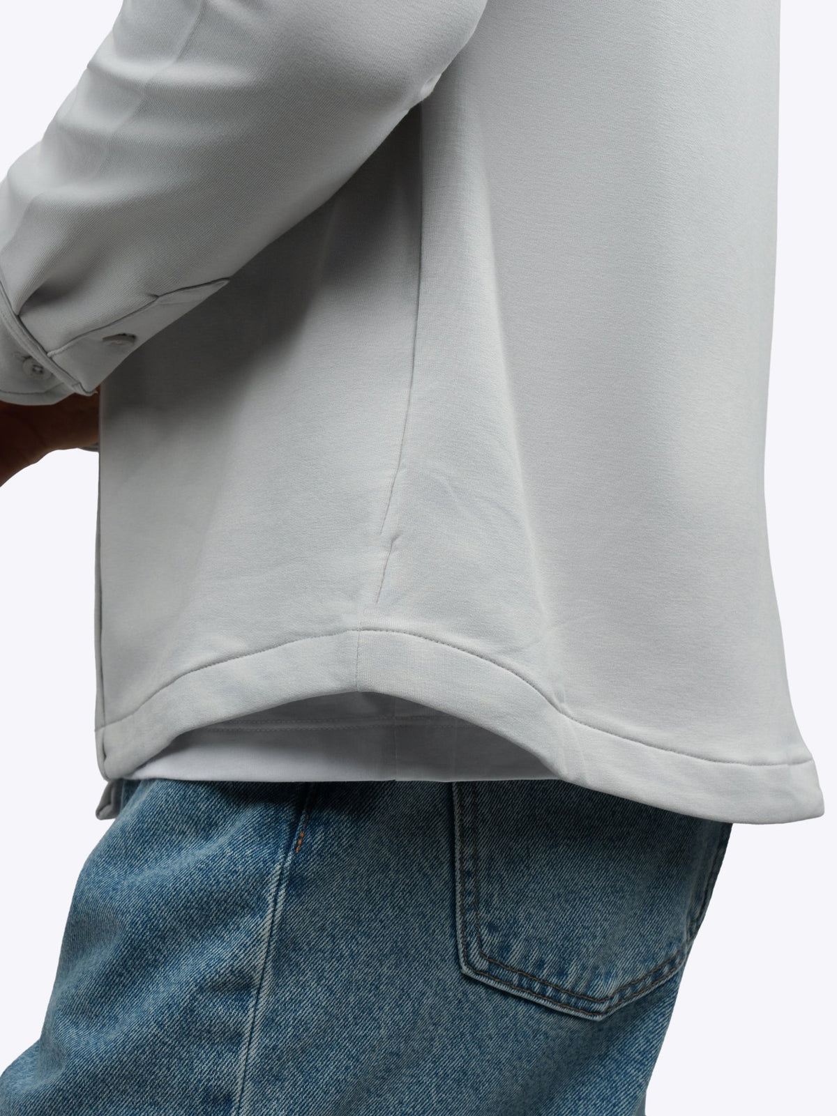 Men's French Terry Button-Up Overshirt in Vapor – view 5