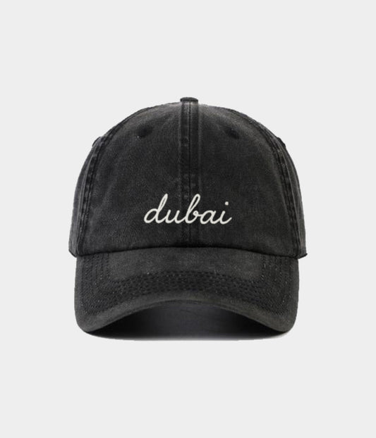 Dubai Script Men's Embroidered Washed Cotton Baseball Cap – view 1