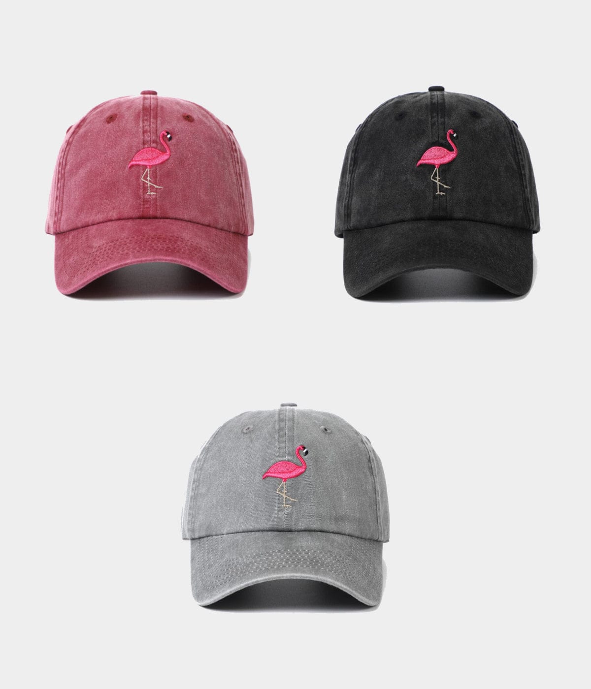Flamingo Men's Embroidered Washed Cotton Baseball Cap 3-Pack – view 1