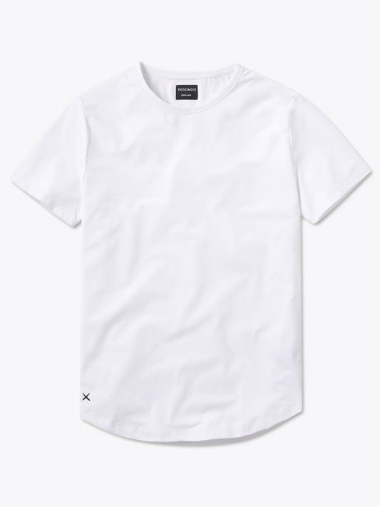 Men's Curved Hem Crew Neck T-Shirt – Soft Wrinkle-Resistant Fabric, Tailored Fit | White