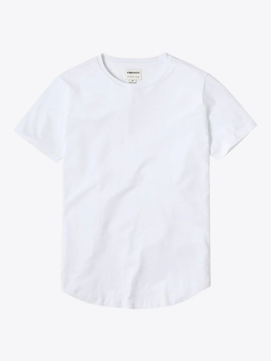 Men's Pima Cotton Lightweight Crew Neck T-Shirt – Soft Breathable Jersey, Tailored Fit | White