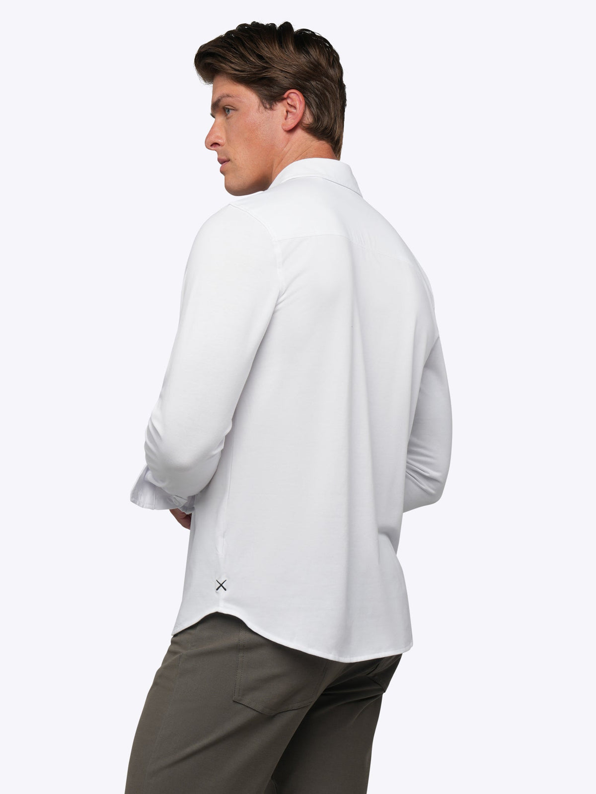 Men's Long Sleeve Stretch Button-Up Shirt in White – view 3