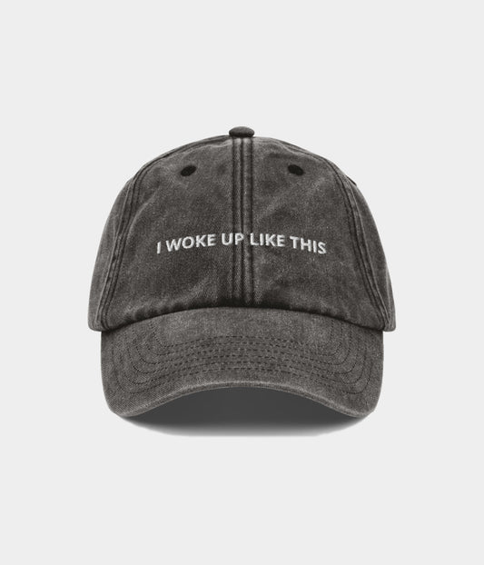 Woke Up Men's Embroidered Washed Cotton Baseball Cap – view 1