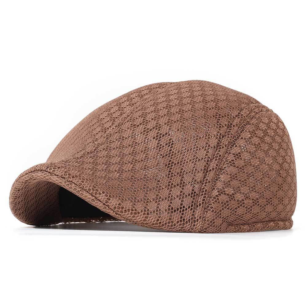 Warren Men's Mesh Flat Cap – 100% Cotton, Breathable Mesh Design, Short Peak, Adjustable 55–60 cm
