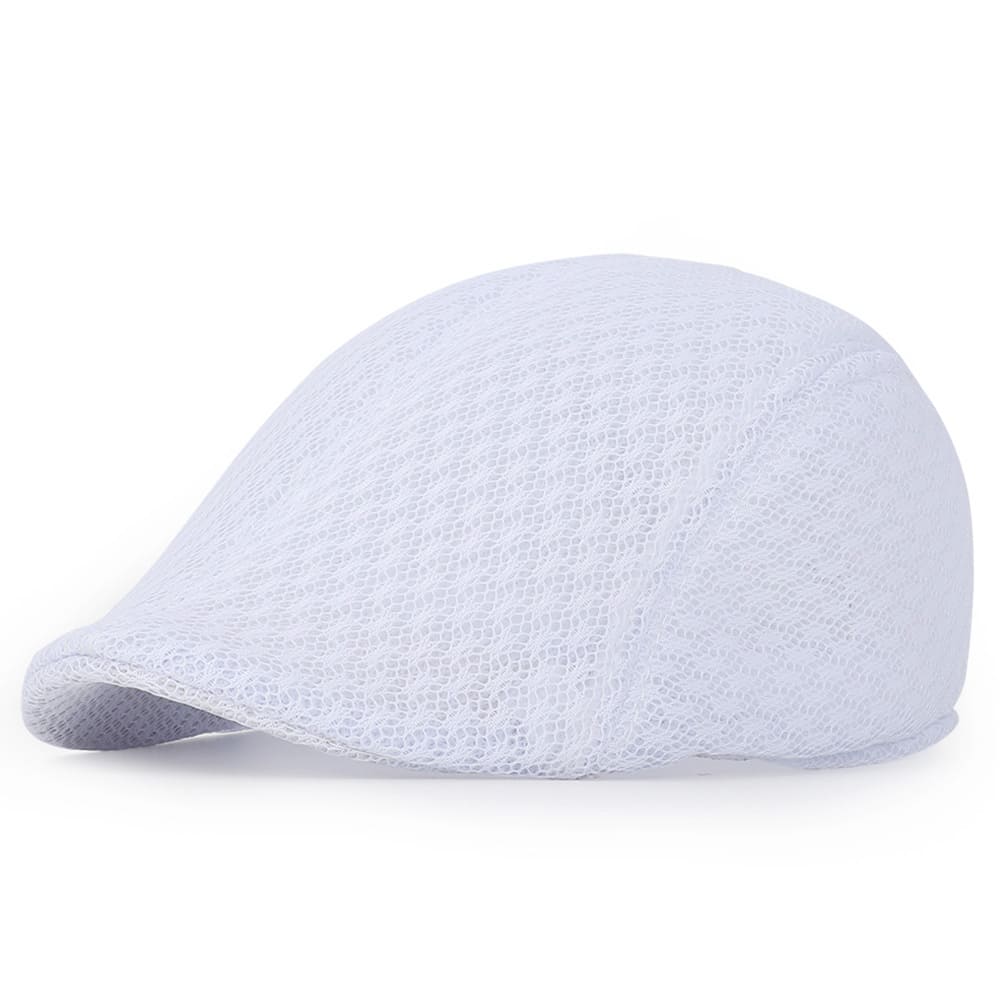 Warren Men's Mesh Flat Cap – 100% Cotton, Breathable Mesh Design, Short Peak, Adjustable 55–60 cm