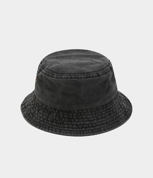 Men's Washed Cotton Bucket Hat in Black – view 1