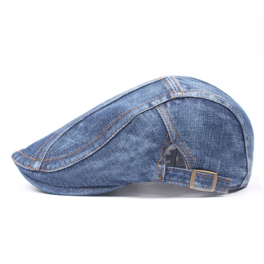 Waycross Men's Denim Flat Cap – 100% Cotton Denim, Striped or Plain Styles, Adjustable 55–61 cm Fit