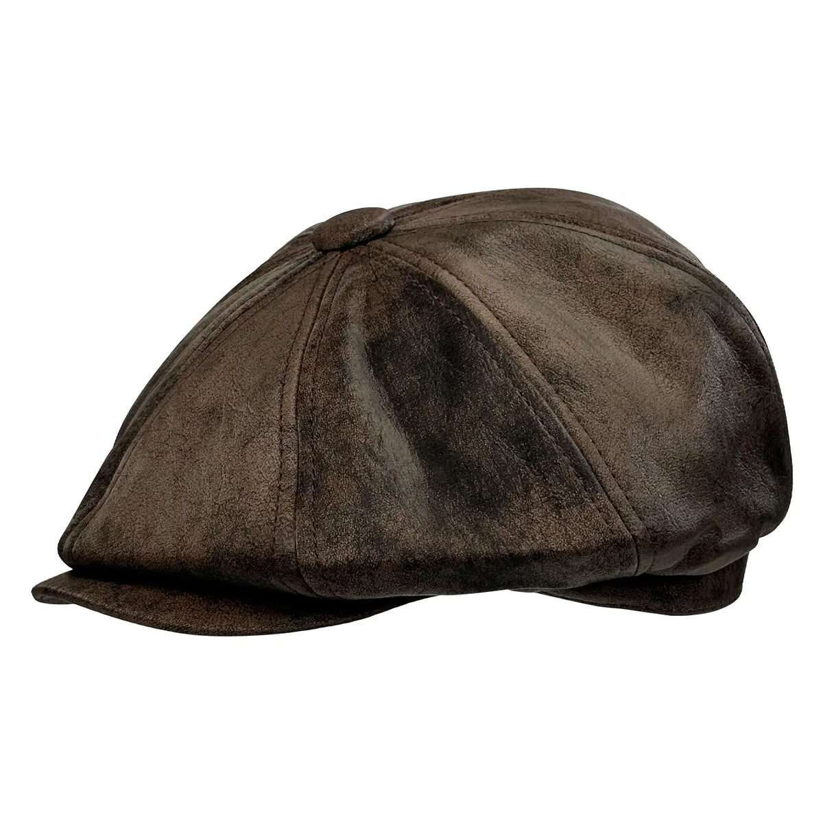 Westerville Men's Distressed Vegan Leather Newsboy Cap – view 3
