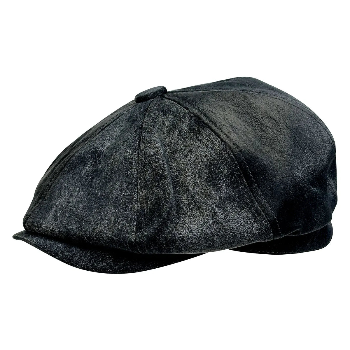 Westerville Men's Distressed Vegan Leather Newsboy Cap – view 4