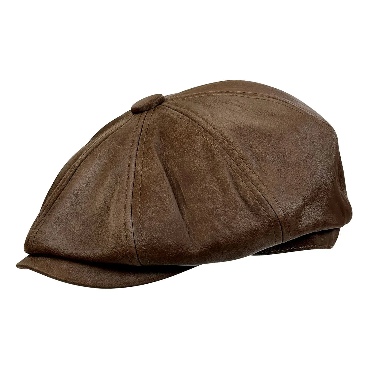 Westerville Men's Distressed Vegan Leather Newsboy Cap – view 2