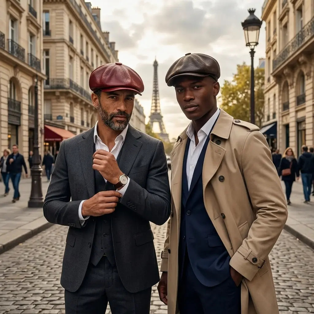 Westerville Men's Distressed Vegan Leather Newsboy Cap – view 8
