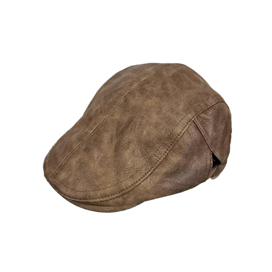 Westminster Men's Faux Leather Duckbill Flat Cap – Vegan Leather, Cotton Sweatband, Adjustable 55–60 cm