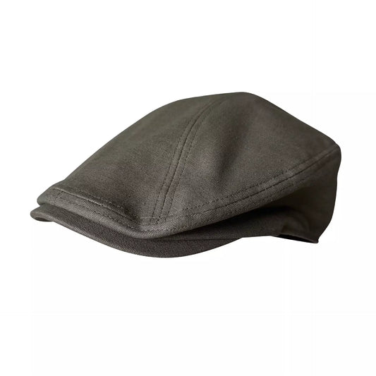 Winston Men's Linen Flat Cap – 100% Linen, Plain Design, Three Sizes 56–62 cm | Army Green