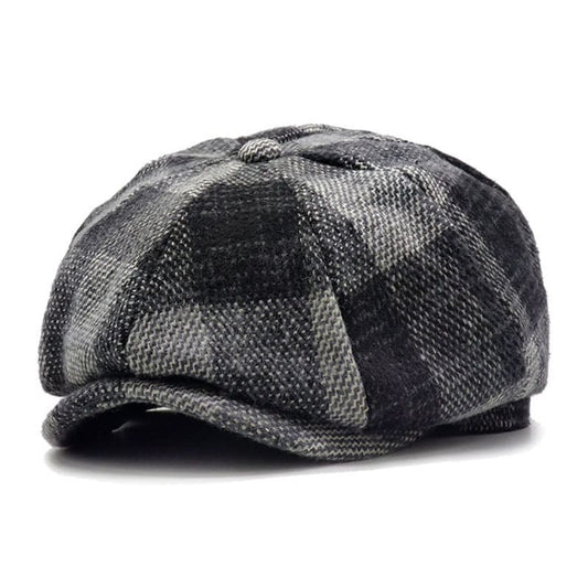 Yankton Men's Plaid Wool Newsboy Cap – Tartan Check, Classic Full Crown, Two Sizes 58 and 60 cm