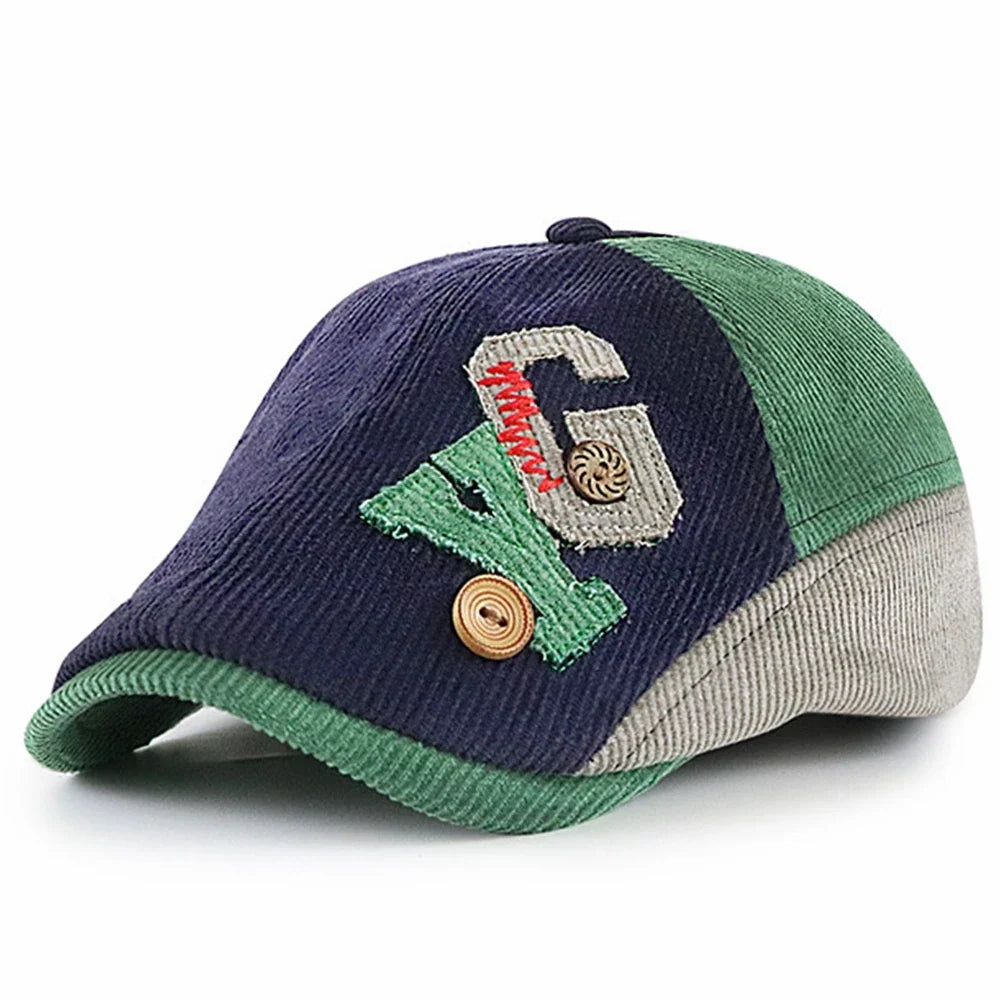 Men's Cotton Corduroy Gatsby Cap – Classic Newsboy Shape, Embroidered Details, Adjustable 52–57 cm