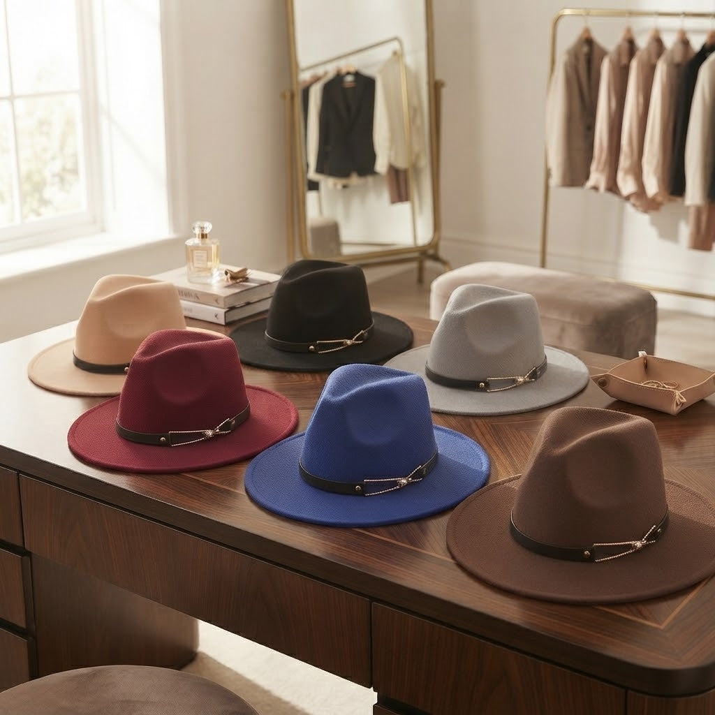 Men's Wool Fedora Hat with Gold-Tone Ring Accent – view 4
