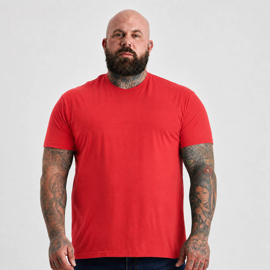 Men's Cotton Blend Crew Neck T-Shirt – Fitted Soft Jersey, Tagless Comfort, Sizes L to 6XL | Baked Apple