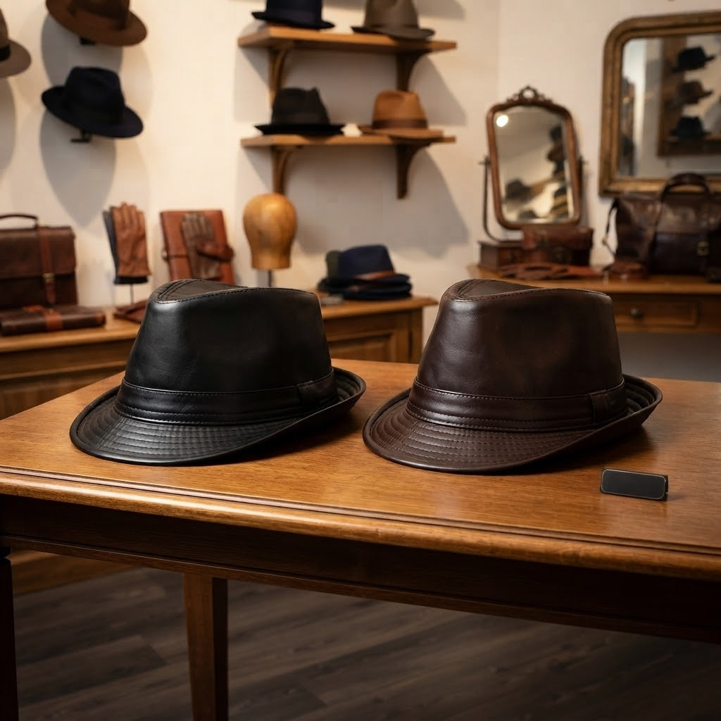 Men's Faux Leather Trilby Hat – view 3