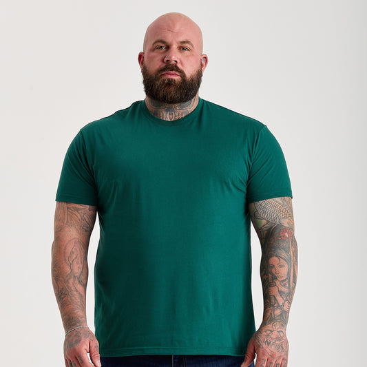 Men's Cotton Blend Crew Neck T-Shirt – Soft Ringspun Jersey, Fitted Cut, Printed Neck Label | Rainforest