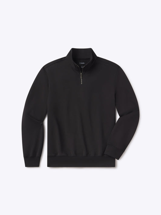 Men's French Terry Quarter Zip Sweatshirt in Black – view 1