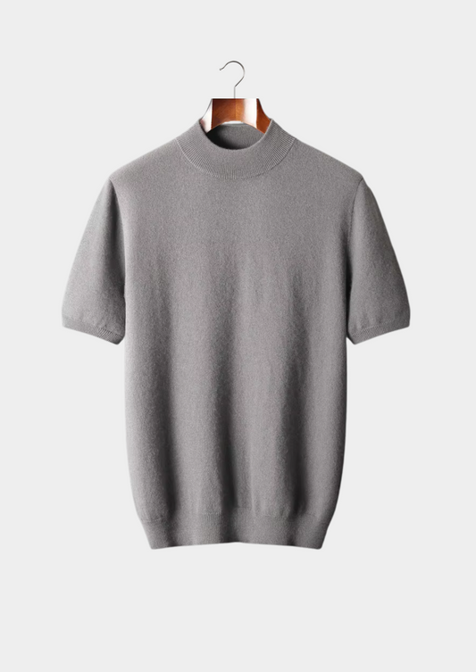 Premium Cashmere Mock Neck T-Shirt by SATRI & CO. – product view 1