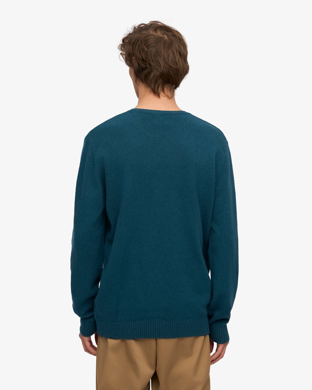 Men's Recycled Merino Wool Crew Neck Jumper in Ocean Green – view 4