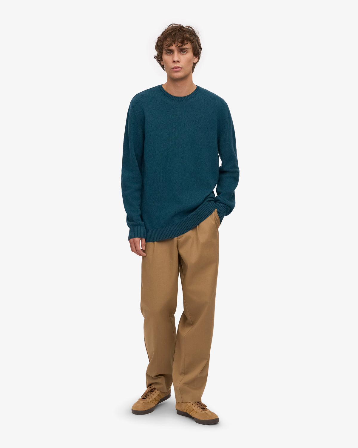 Men's Recycled Merino Wool Crew Neck Jumper in Ocean Green – view 5