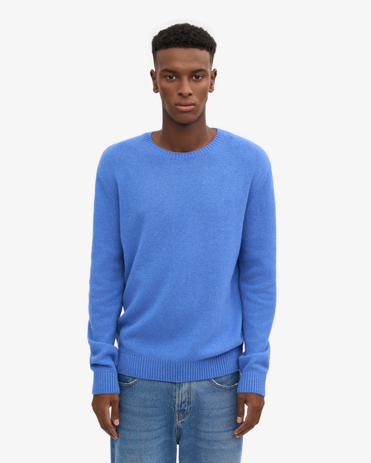 Men's Recycled Merino Wool Crew Neck Jumper in Pacific Blue – view 2