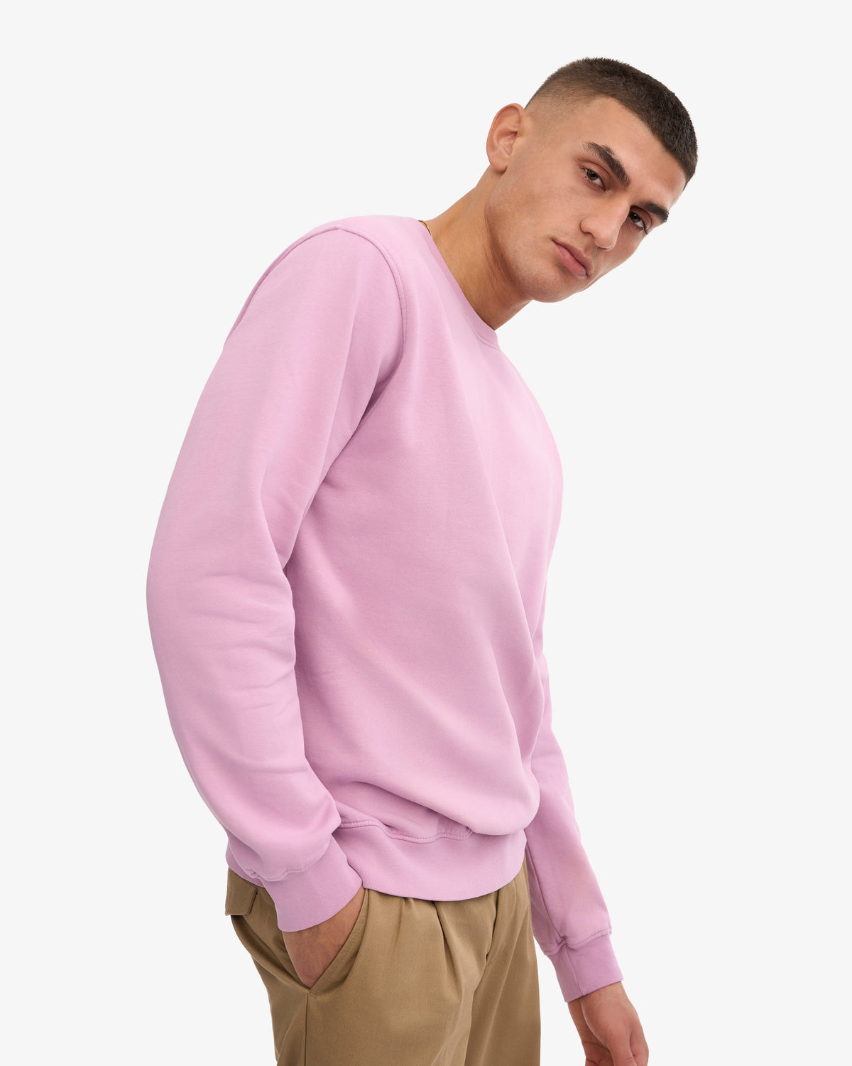 Men's Organic Cotton Crew Neck Sweatshirt in Cherry Blossom – view 6