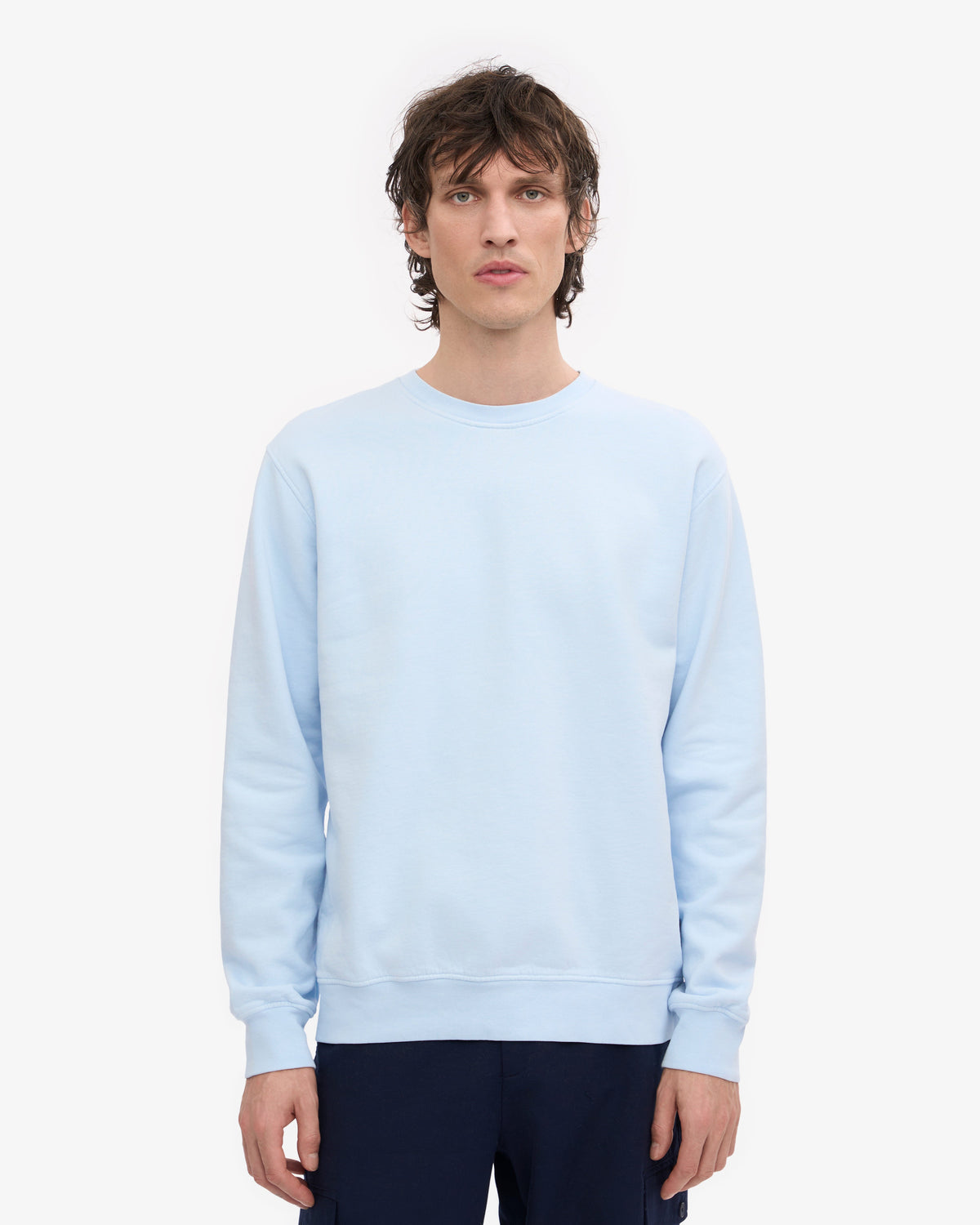 Men's Organic Cotton Crew Neck Sweatshirt in Polar Blue – view 2