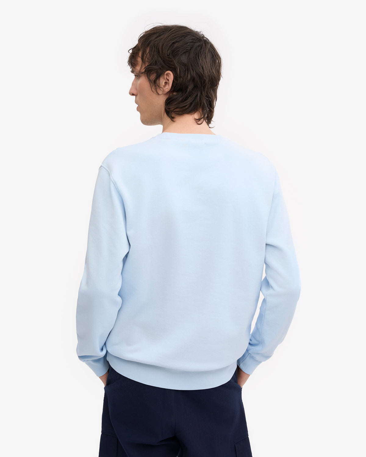 Men's Organic Cotton Crew Neck Sweatshirt in Polar Blue – view 4