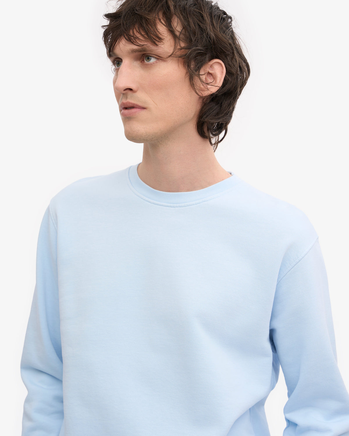 Men's Organic Cotton Crew Neck Sweatshirt in Polar Blue – view 6