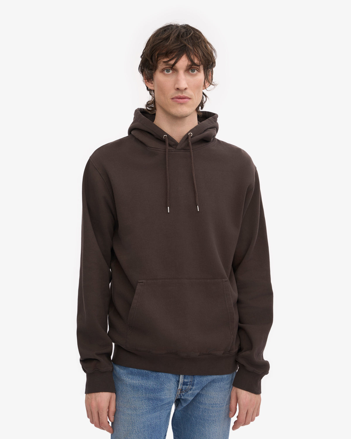 Men's Classic Organic Cotton Hoodie in Coffee Brown – view 2
