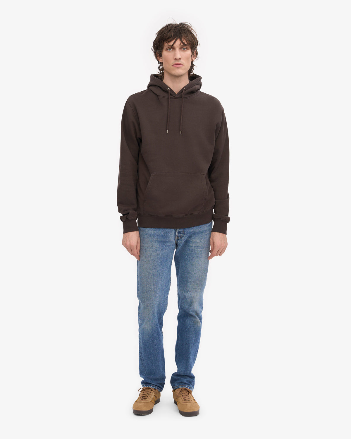 Men's Classic Organic Cotton Hoodie in Coffee Brown – view 5