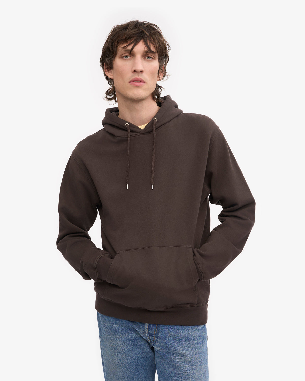 Men's Classic Organic Cotton Hoodie in Coffee Brown – view 6