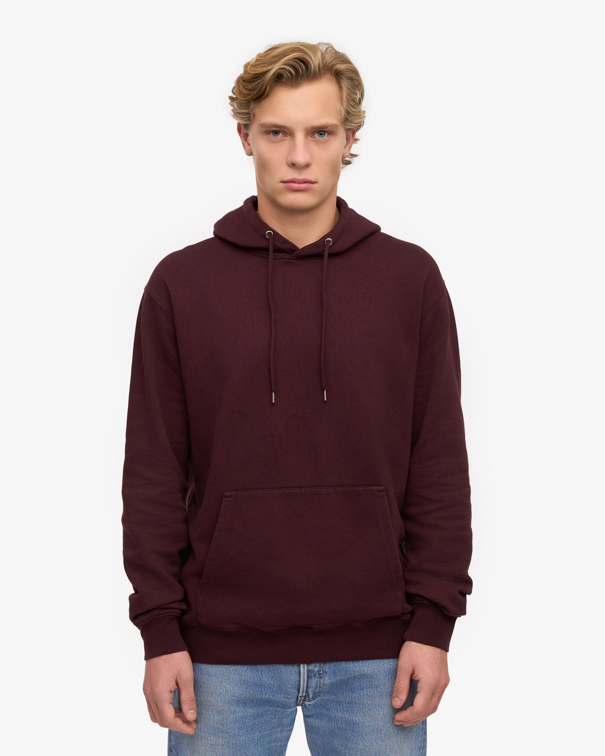 Men's Classic Organic Cotton Hoodie in Oxblood Red – view 2