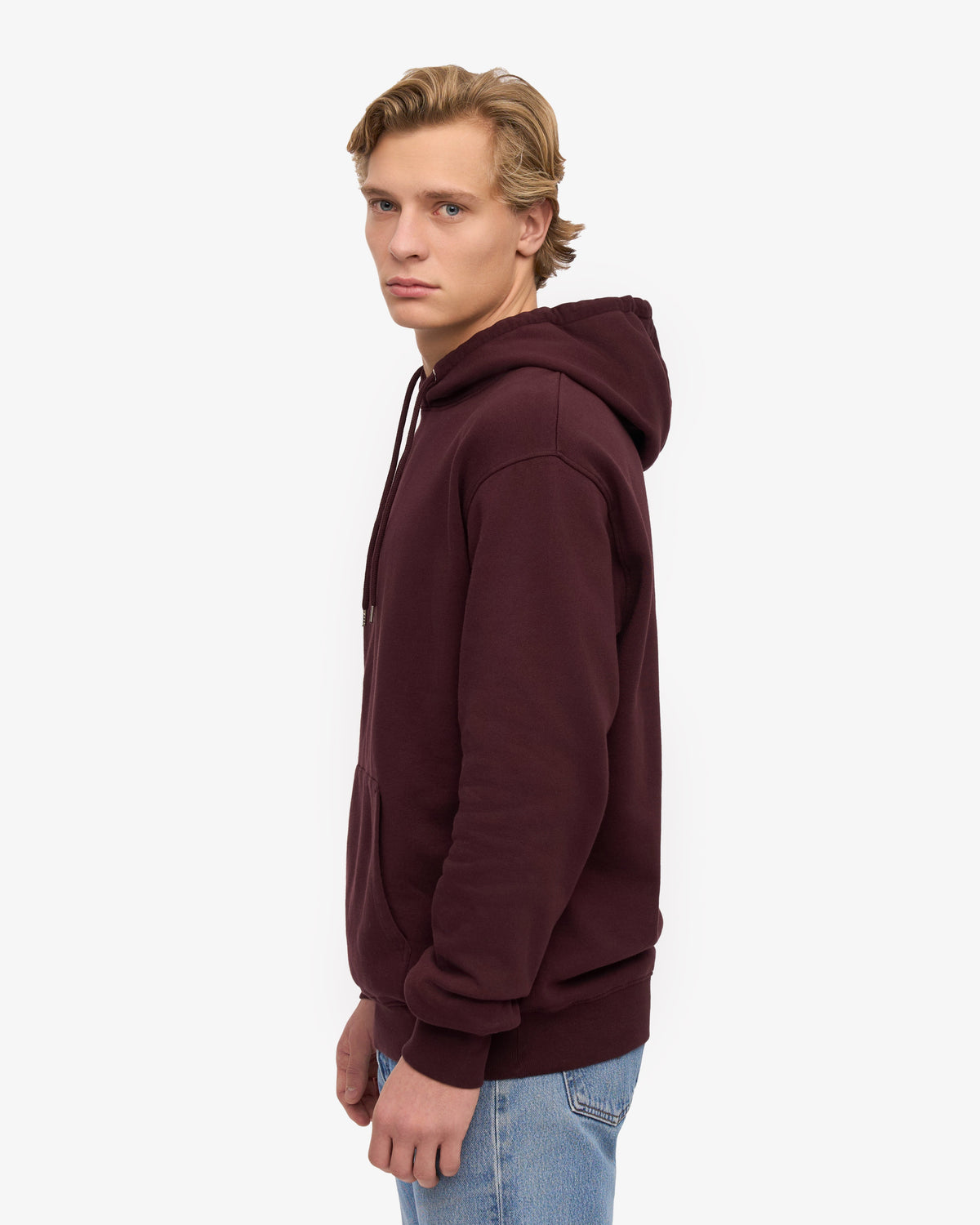 Men's Classic Organic Cotton Hoodie in Oxblood Red – view 3