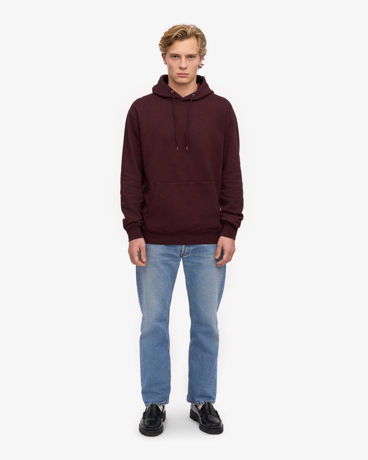 Men's Classic Organic Cotton Hoodie in Oxblood Red – view 5