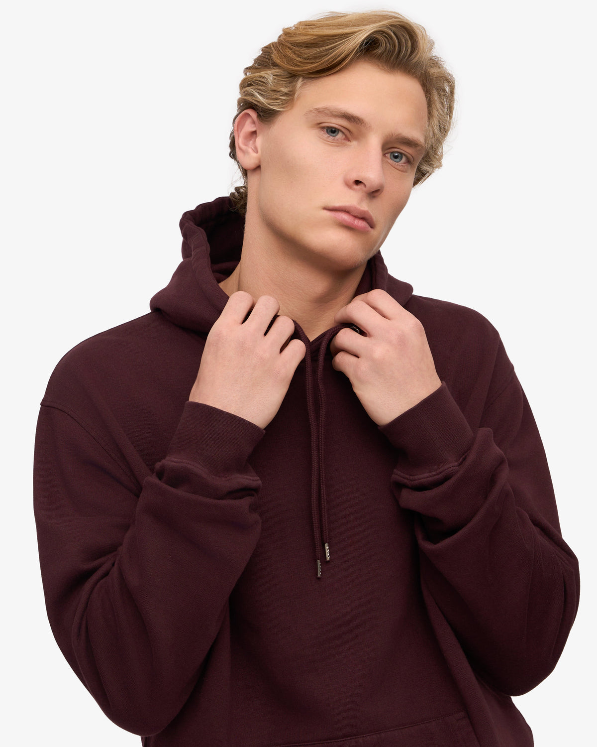 Men's Classic Organic Cotton Hoodie in Oxblood Red – view 6