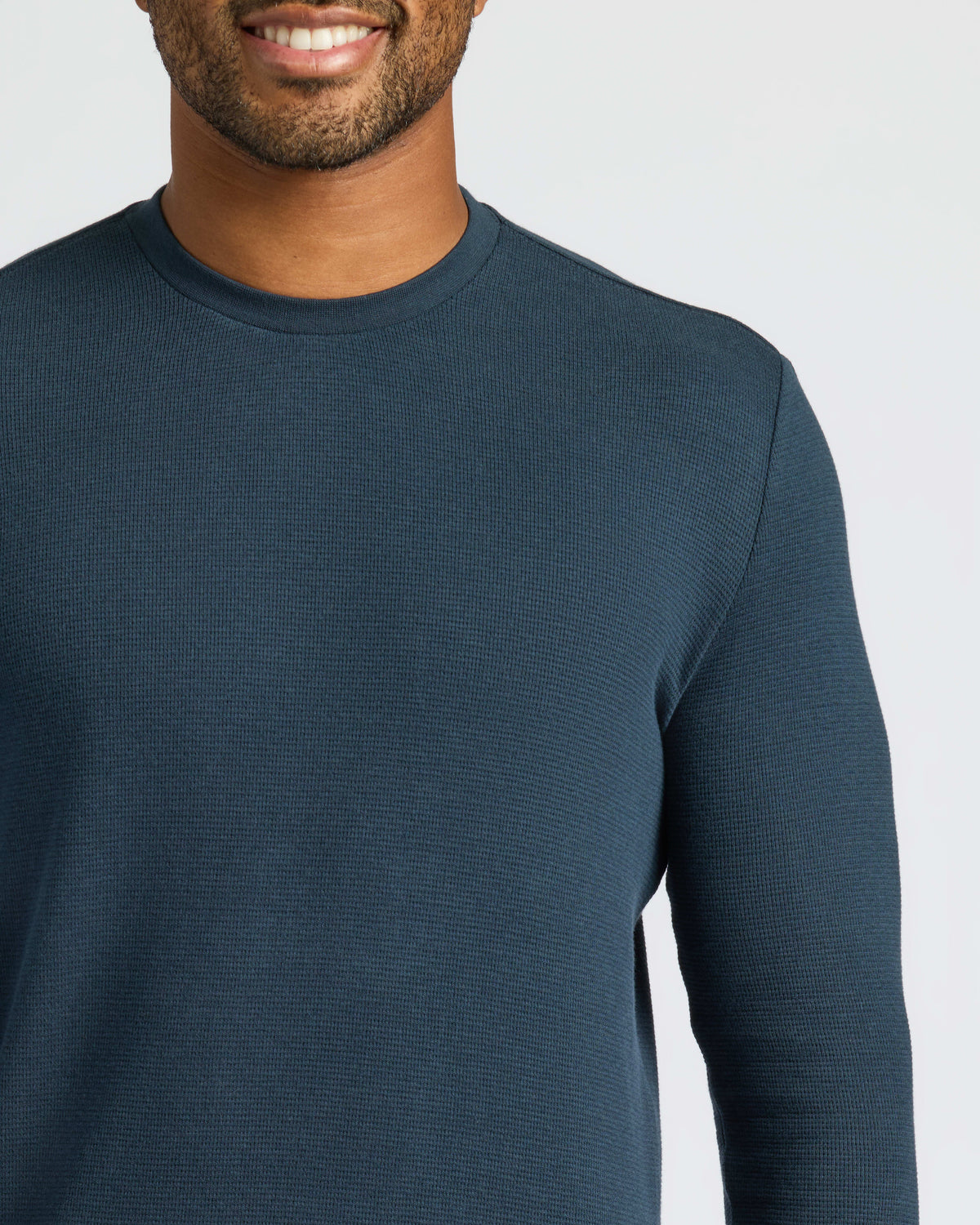 Men's Waffle Knit Long Sleeve Crew T-Shirt 3-Pack in Navy – view 4