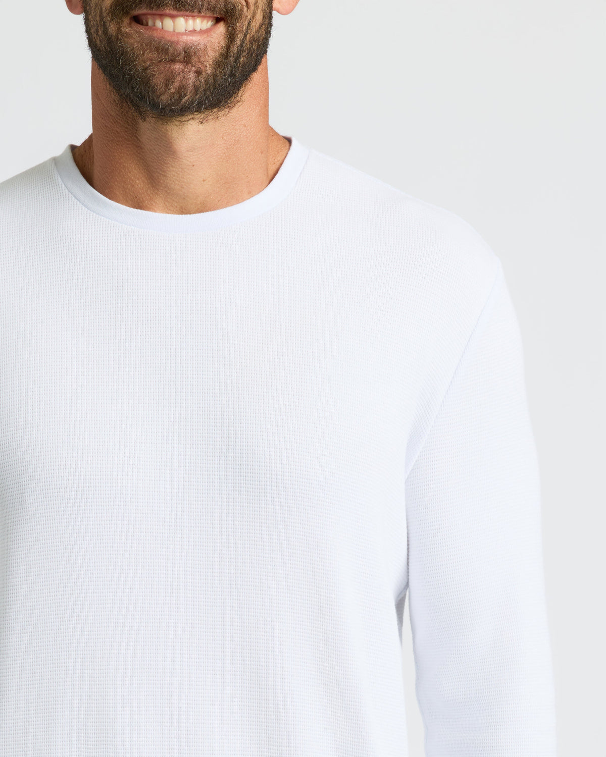 Men's Waffle Knit Long Sleeve Crew T-Shirt 3-Pack – Modal Blend, Brushed Feel | White – view 6