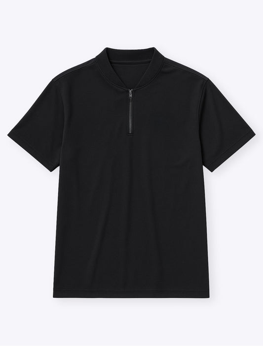 Men's Short Sleeve Golf Quarter Zip in Black – view 1