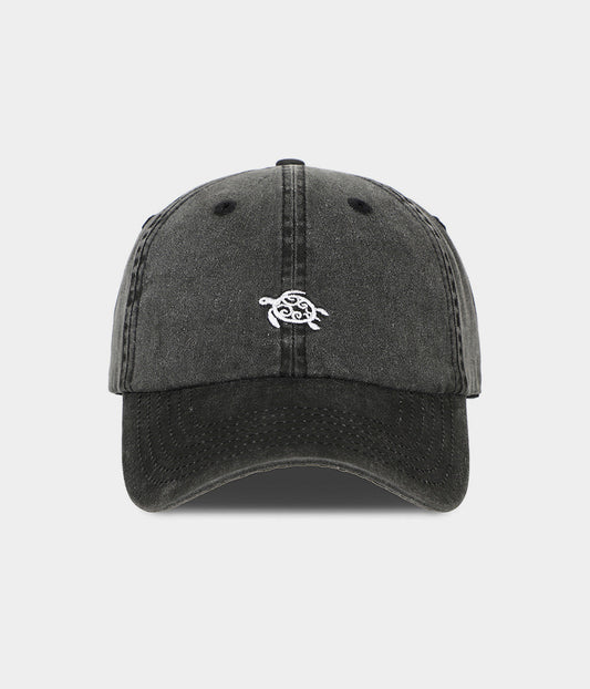 Turtle Men's Embroidered Washed Cotton Baseball Cap in Black – view 1